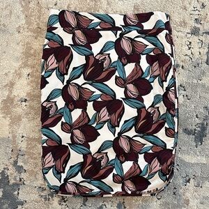 LOFT Burgundy and Cream Floral Pencil Skirt